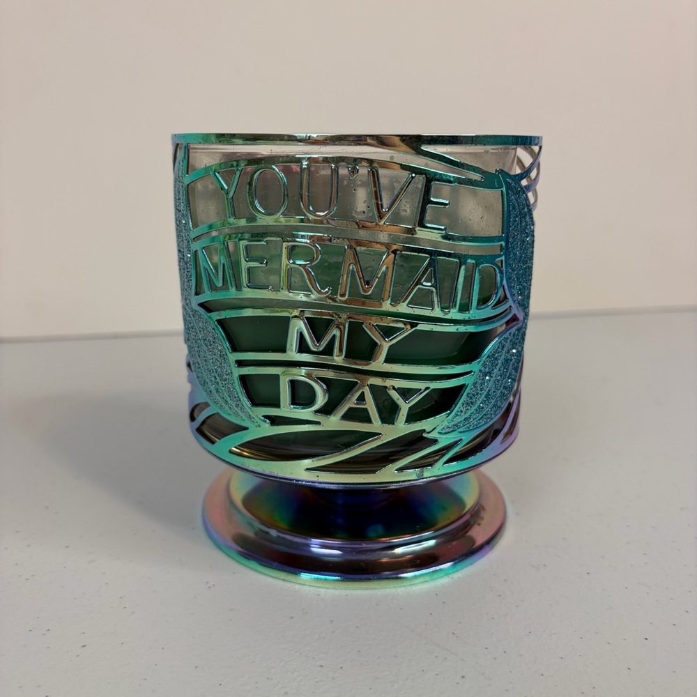 Bath & Body Works You’ve Mermaid My Day Pedestal 3 Wick Candle Holder Iridescent
